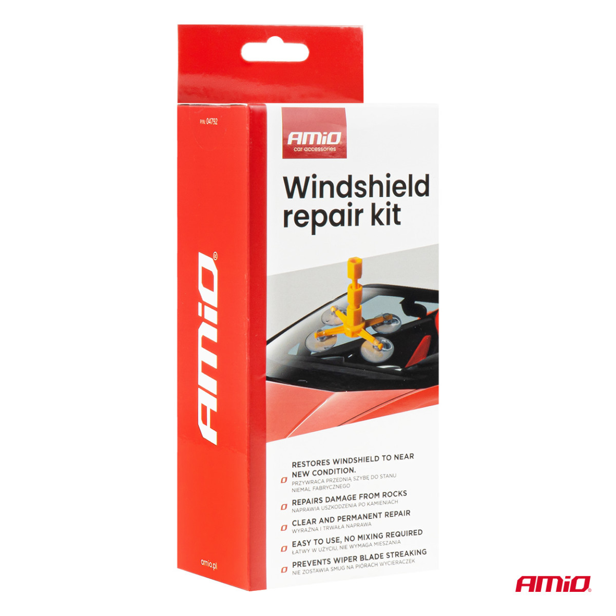 Vindrute reparationssats med applikator och sugkopp DIY AMIO-04792